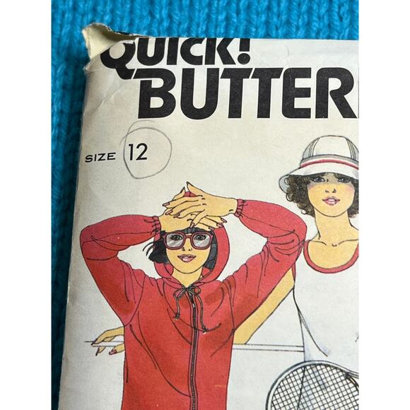 Butterick 6101 pattern hoodie tank top shorts 1970s size 12 - Picture 2 of 7